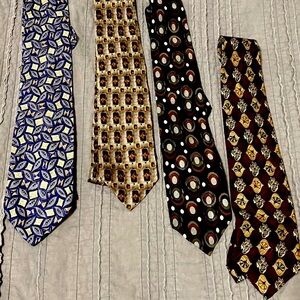 Vintage Lot Of 4 Men’s Silk Neckties Assorted High End Brands